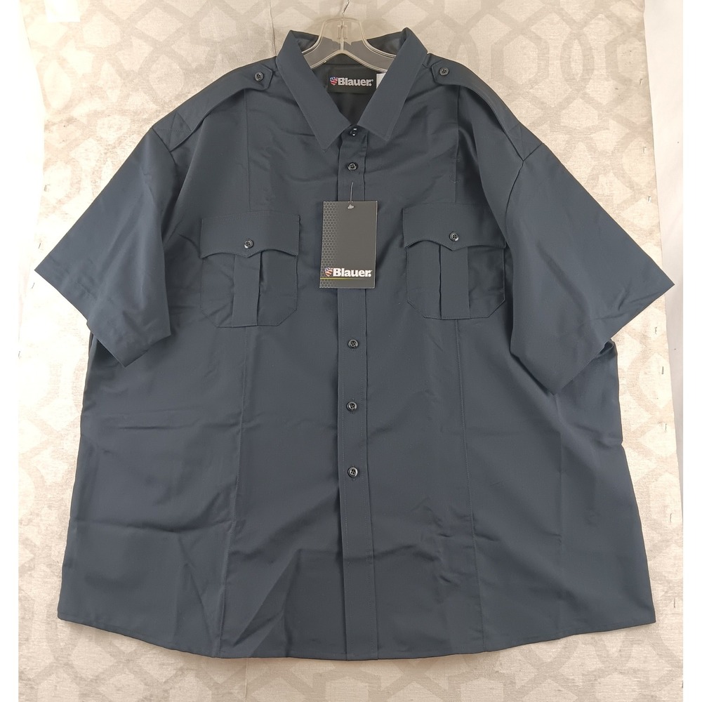 Blauer Mens Dark Navy Short Sleeve Button Up‎ Work Shirt 19.5 US 3XL